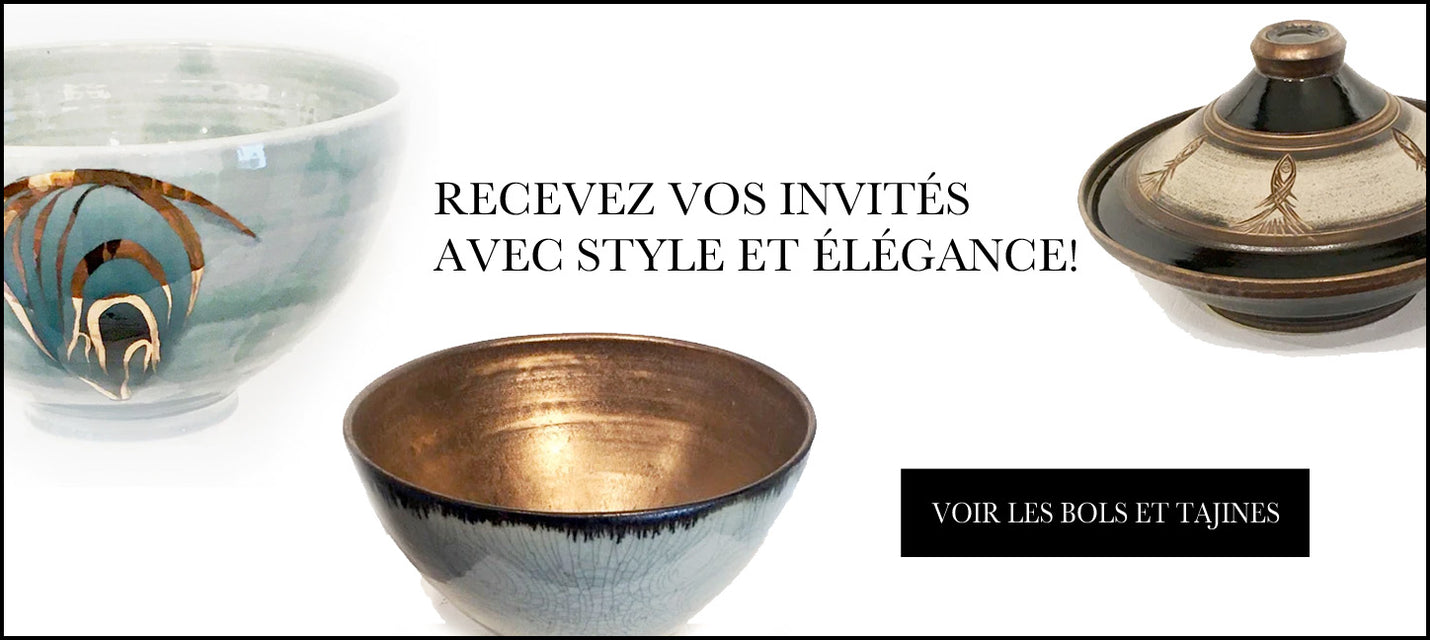 Recevez vos invités avec style et élégance - Achetez un bol unique ou tajine exceptionnelle de l'artiste Michelle Lemire