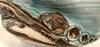 Petit bol porcelaine turquoise et bronze relief en mouvement