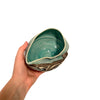 Petit bol porcelaine turquoise et bronze relief en mouvement