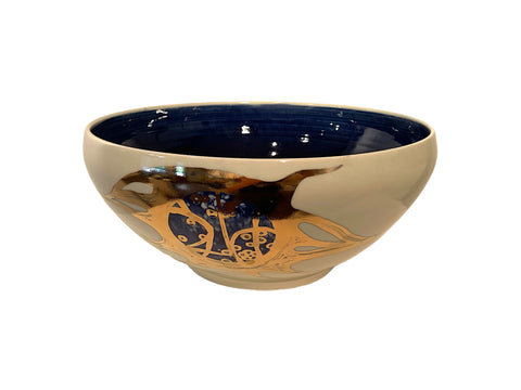 Bol blanc et bleu royal décoré d'or fin