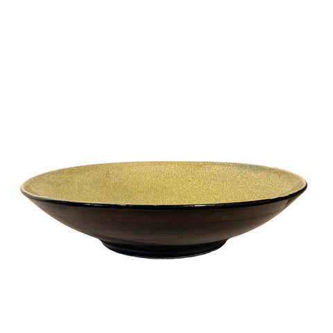 Grand bol bleu marine et vert craquelé