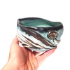 Petit bol porcelaine turquoise et bronze relief en mouvement