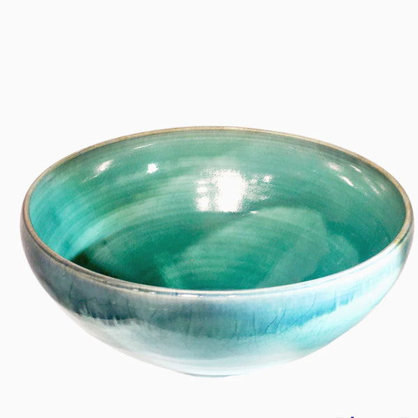 Grand bol en porcelaine turquoise craquelé