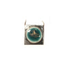 Bijou collier pendentif carre porcelaine turquoise or argent 