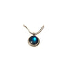 Bijou collier pendentif rond abalone bleue argent