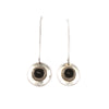 Boucles d'oreilles onyx rond argent longues