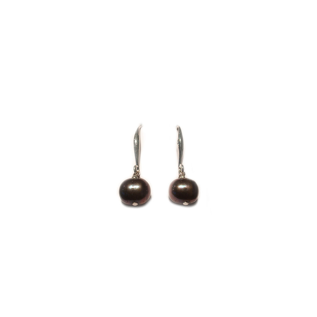 Boucles d'oreilles perles noires argent