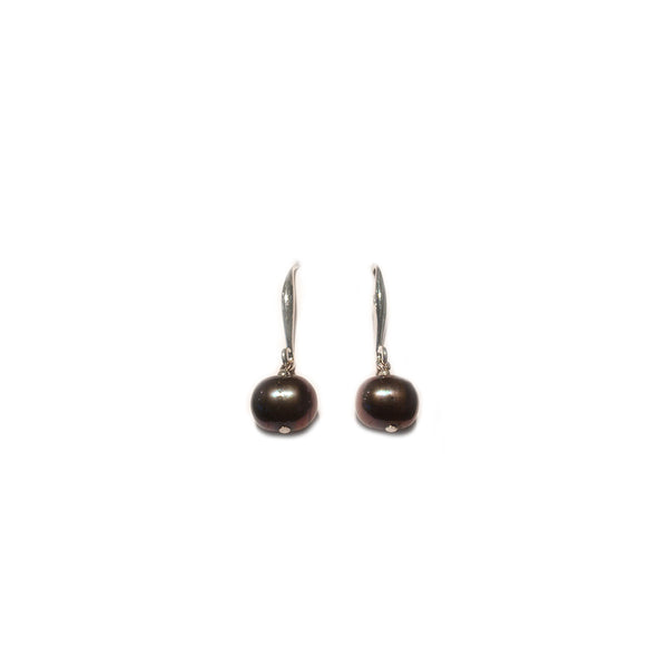 Boucles d'oreilles perles noires argent