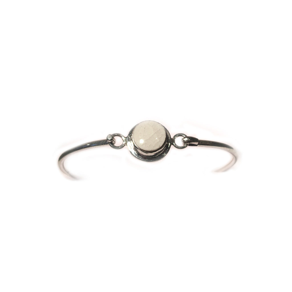 Bracelet rond porcelaine blanc argent 