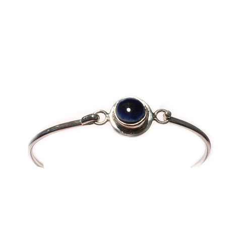 Bracelet rond porcelaine bleu lazuli argent