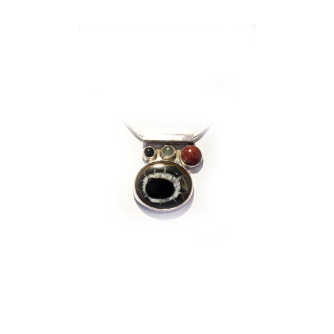 PENDENTIF MOLLÉCULAIRE AGATHE, ONYX, JASPE ROUGE ET AVENTURINE 