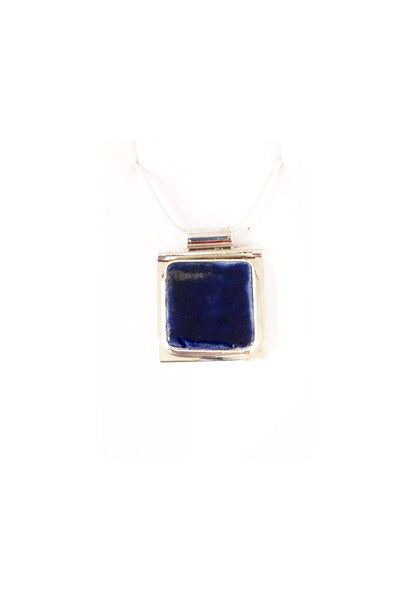 Pendentif argent porcelaine cobalt