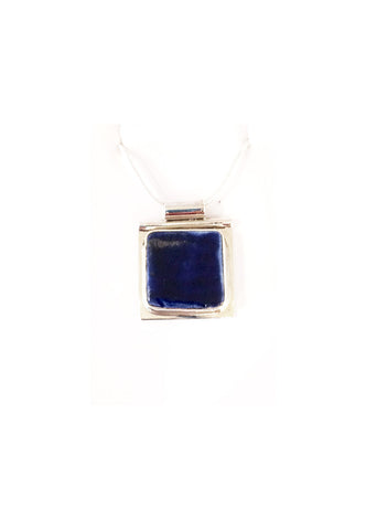 Pendentif argent porcelaine cobalt