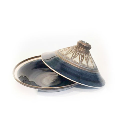 TAJINE BLEU COBALT ET BRONZE